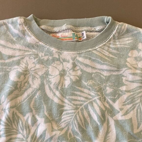 Vintage Havana Girls Sweatshirt in  Mint & White Tropical Print. Size L (14). - Picture 2 of 8